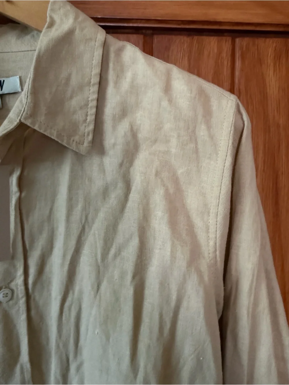 NWT Ruxen Linen Blend Button-Down Shirt | Medium | Khaki Neutral Casual